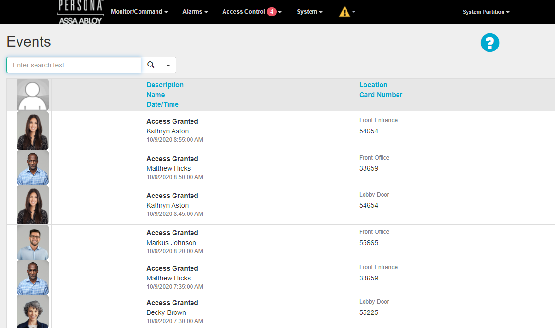 Events page